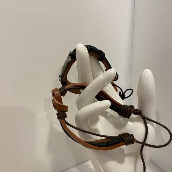 Pot Leaf Weed Leather 2 Bracelet duo Set With Metal Plate & Adjustable Strap - Picture 9 of 12